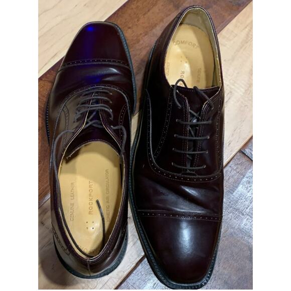 Rockport Burgundy Leather Oxfords Cap Toe Dress Work Shoes Mens Size 11 Wide main image 6